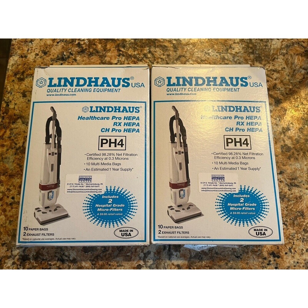 Genuine Lindhaus HealthCare Pro RX CH Hepa PH4 Vacuum Cleaner 19 Bags 4 Filters